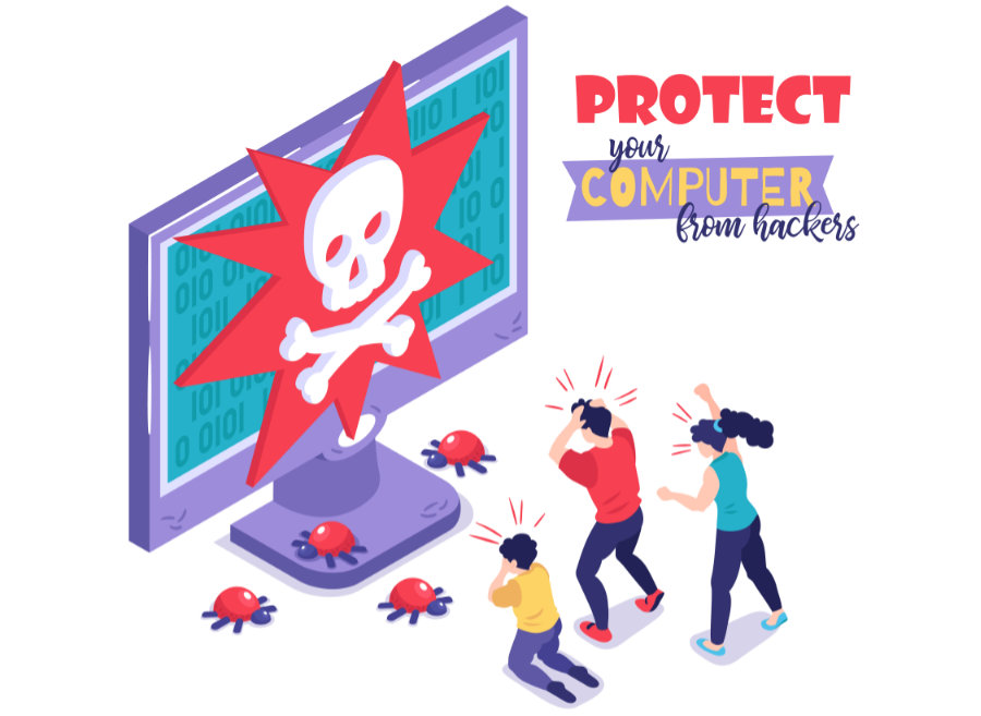Protect Computer Hackers Concept